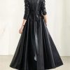 Women's Belted Long-Sleeved Single-Breasted Spring Soft Waterproof Leather Trench Coat
