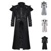 Medieval Costumes Steampunk Long Trench Coat Gothic Victorian Vintage Tailcoat Jacket Mens Double Breasted Zipper Coat