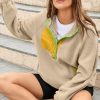 Sweatshirt for Women Oversized Fuzzy Fleece Jacket Color Block Button Long Sleeve Pullover Sherpa Sweatshirts Tops