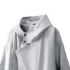 Mens Solid Color Zip Up Hooded Jacket Unisex Oversized Sports Windbreaker Coat