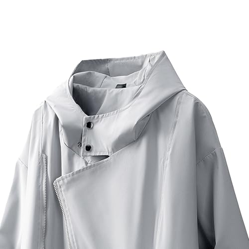 Mens Solid Color Zip Up Hooded Jacket Unisex Oversized Sports Windbreaker Coat