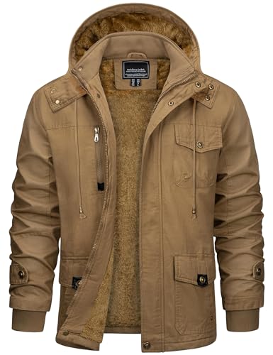 Men's Winter Casual Thicken Multi-Pocket Outwear Jacket Coat With Removable Hood