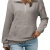 Womens Oversized Sweatshirts Quarter Zip Pullover Women 2025 Fall Fashion Long Sleeve Tops Outfits Clothes