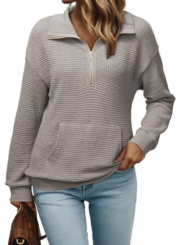 Womens Oversized Sweatshirts Quarter Zip Pullover Women 2025 Fall Fashion Long Sleeve Tops Outfits Clothes