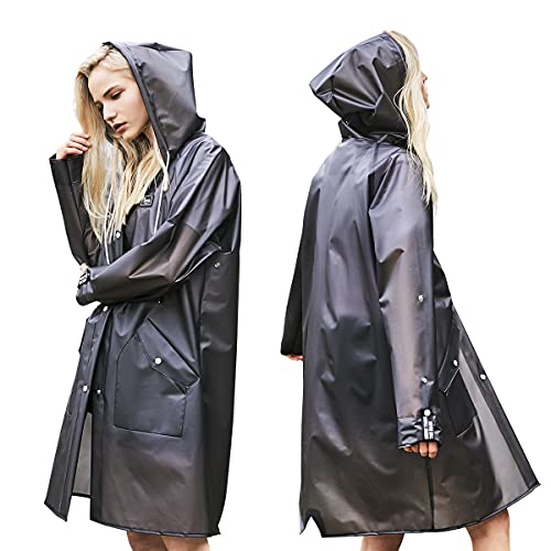 L-Rain Durable TPU Clear Rain Coat for Adults - Women and Men Fashion Hooded Rain Poncho