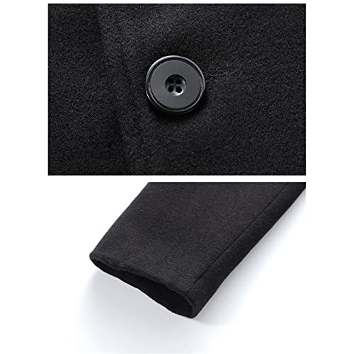 Men's Casual Mid-Length Trench Coat Single Breasted Business Pea Coats Winter Notched Lapel Windbreaker Jacket