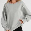 Womens Oversized Reverse Seam Sweatshirt Casual Long Sleeve Pullover Tops Lightweight Loose Crewneck Sweatshirts