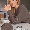 Women's Oversized Batwing Sweaters 2025 Fall Outfits Trendy Crewneck Knit Side Slit Fashion Pullover Tops