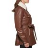 womens Modern Updated Shacket Belted Trench Faux-leather