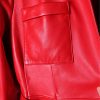 Red Black Maxi Leather Trench Coat, Women Long Skirted Elegant Overcoat Plus Size