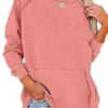 Womens Casual Crew Neck Sweatshirt with Pockets Loose Fit Soft Long Sleeve Lightweight Pullover Tops Fall Clothes