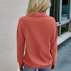 Women's Casual Long Sleeve Lapel Zipper Sweatshirt Drawstring Loose Pullover Tops