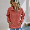 Women's Casual Long Sleeve Lapel Zipper Sweatshirt Drawstring Loose Pullover Tops