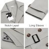 Men's Trench Coat Double Breasted Notched Lapel Long Jacket Belted Windbreaker Casual Slim Fit Overcoat