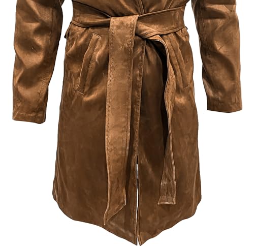 Yolo Jackets Men's New NCR Veteran Ranger Cowboy Western A-7 Brown Long Duster Coat Leather Trench Coats Men Full Length