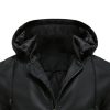Faux Leather Jacket for Men Vintage Leather Motorcycle Biker Jackets Warm Windproof Zip-Up Hooded Coats Outerwear