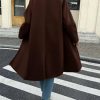 Womens Long Single Breasted Coats Lapel Collar Peacoat Fall Winter Casual Trench Coat Jacket Outwear