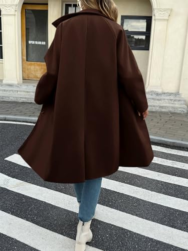 Womens Long Single Breasted Coats Lapel Collar Peacoat Fall Winter Casual Trench Coat Jacket Outwear