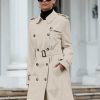 Women's Double Breasted Waterproof Trench Coat Classic Lapel Overcoat with Belt