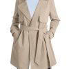 Trench Coat Women Mid Length Classic Double Breasted Lapel Business Casual Fall Jacket Coats Outerwear with Belt