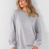 Women Oversized Long Sleeve Sweatshirts Crewneck Side Slit Loose Teen Girl Pullover Top 2025 Fall Y2K Trendy Outfits