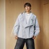 Mens Solid Color Zip Up Hooded Jacket Unisex Oversized Sports Windbreaker Coat
