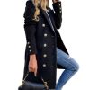 Women's Winter Trench Coat Double Breasted Notched Lapel Peacoat Jacket Casual Long Overcoat