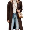 Womens Long Single Breasted Coats Lapel Collar Peacoat Fall Winter Casual Trench Coat Jacket Outwear