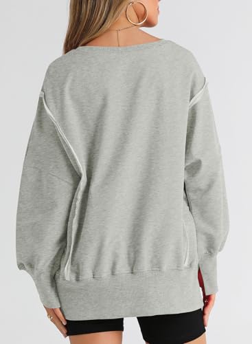 Womens Oversized Reverse Seam Sweatshirt Casual Long Sleeve Pullover Tops Lightweight Loose Crewneck Sweatshirts