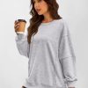 Women Oversized Long Sleeve Sweatshirts Crewneck Side Slit Loose Teen Girl Pullover Top 2025 Fall Y2K Trendy Outfits