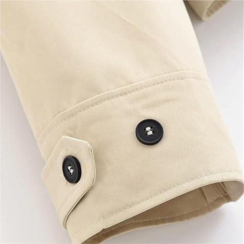 Women's Casual Short Trench Coat Lapel Long Sleeve Single Breasted Lace-Up Jacket Lightweight Outerwear