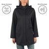 Lorie Womens Rain Jacket Removable Hood Long Rain Coat Trench Coat Windbreaker