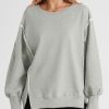 Womens Oversized Reverse Seam Sweatshirt Casual Long Sleeve Pullover Tops Lightweight Loose Crewneck Sweatshirts