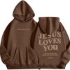 Jesus Loves You Hoodie Faith Over Fear hoodie Christian Bible Verse Religious Sweatshirt Pullover Faith Sweater