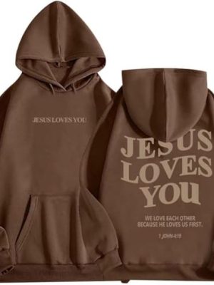 Jesus Loves You Hoodie Faith Over Fear hoodie Christian Bible Verse Religious Sweatshirt Pullover Faith Sweater