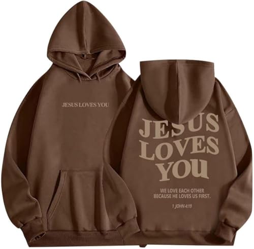 Jesus Loves You Hoodie Faith Over Fear hoodie Christian Bible Verse Religious Sweatshirt Pullover Faith Sweater