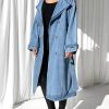 Women's Long Double Breasted Denim Jacket Oversized Button Down Maxi Jean Coat Classic Lapel Outercoat