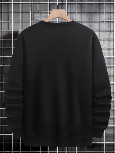 Men's Dragon Letter Graphic Print Sweatshirt Long Sleeve Round Neck Tops Casual Pullovers