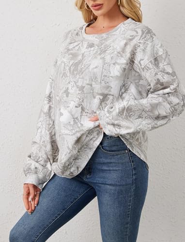 Camo Sweatshirt for Women Mens Oversized Fleece Camouflage Maple Leaf Crewnecks Pullover Tops Hunting Hoodies