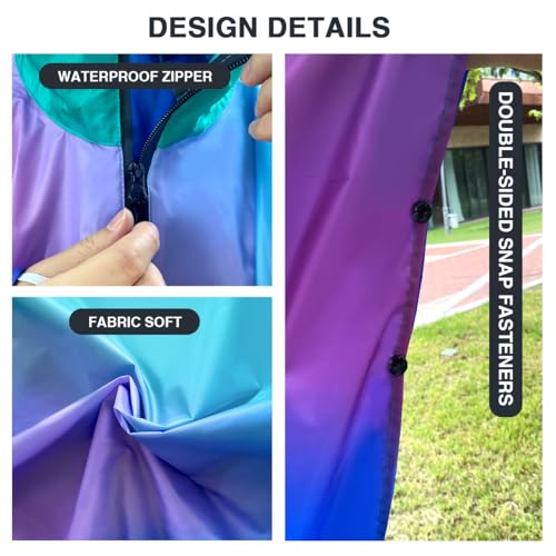 Waterproof Hooded Lightweight Rain Poncho for Adults Women Men with Pockets Unisex Fashion Zipper Jacket Coat
