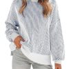 Womens Sweaters Fall 2025 Clothes Oversized Long Sleeve Colorblock Striped Knit Pullover Tops Casual Winter Trendy Outfits