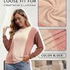 Womens Long Sleeve Tops Color Block Crewneck Knitted Casual Pullover Sweatshirt Loose Fit Fall Trendy Tops