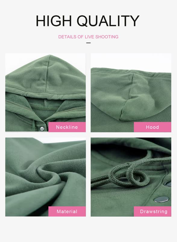 Womens 2025 Hoodies Button Collar Drawstring Hooded Pullover Sweatshirt Casual Long Sleeve Tops Shirts