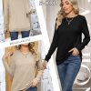 2 Pack Women's Casual Sweatshirts, Long Sleeve Cotton Shirts Loose Fit Lightweight Crew Neck Basic Tops Pullover