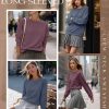 2 Pack Women's Casual Sweatshirts, Long Sleeve Cotton Shirts Loose Fit Lightweight Crew Neck Basic Tops Pullover
