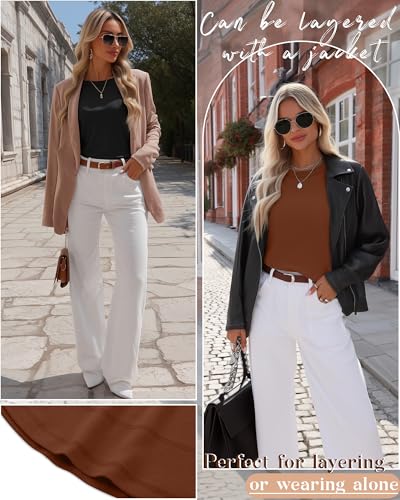 2 Pack Women's Crew Neck Sweatshirts, Cotton Long Sleeve Casual Shirts Loose Fit Tunic Tops Plain Basic Pullover Tees