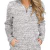 Women's Women Quarter Zip Casual Pullovers Lightweight Fleece Sweatshirts with Pockets