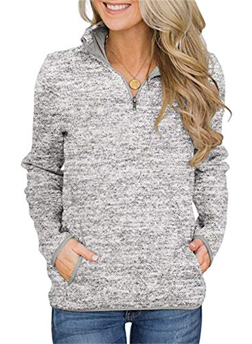 Women's Women Quarter Zip Casual Pullovers Lightweight Fleece Sweatshirts with Pockets