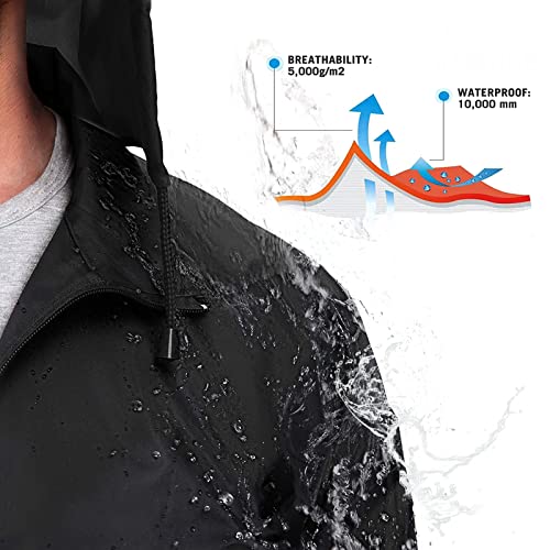 Men's Rain Jacket Cycling Running Jackets Waterproof Raincoat with Hood Windbreaker Hiking Jacket Rain Coat