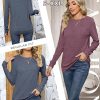 2 Pack Women's Casual Sweatshirts, Long Sleeve Cotton Shirts Loose Fit Lightweight Crew Neck Basic Tops Pullover